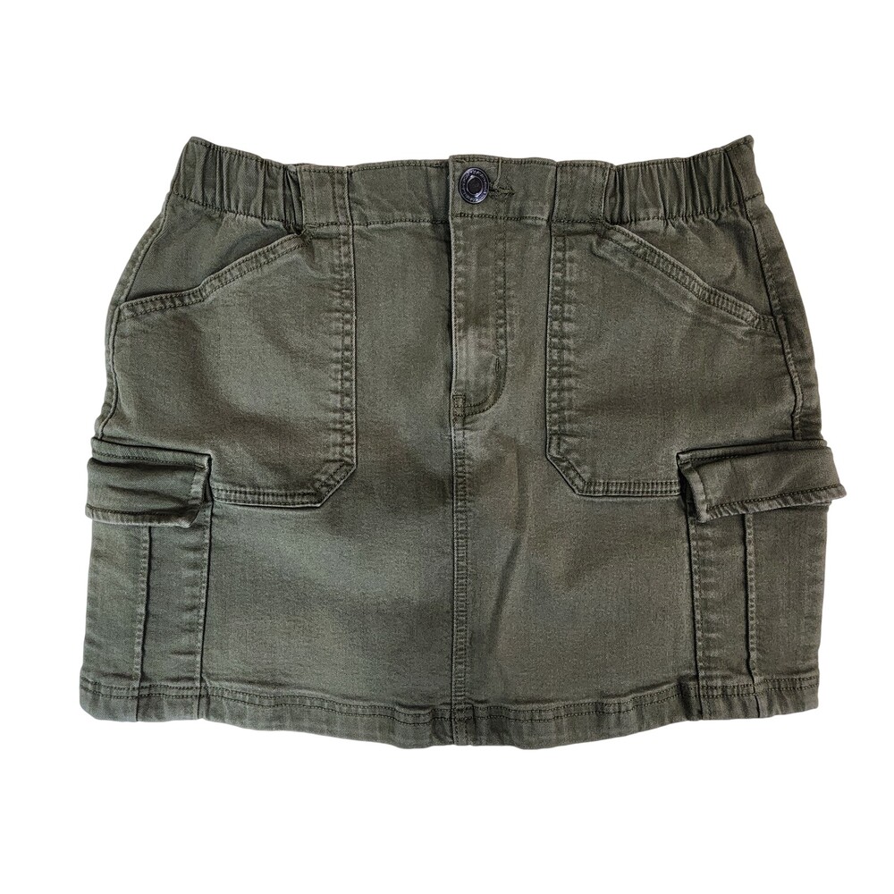 Cargo Mini Skirt Size 9/29 W Olive Green Pockets Minimalist Preppy #2286